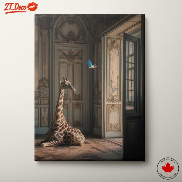 Giraffe in Elegant Interior Setting