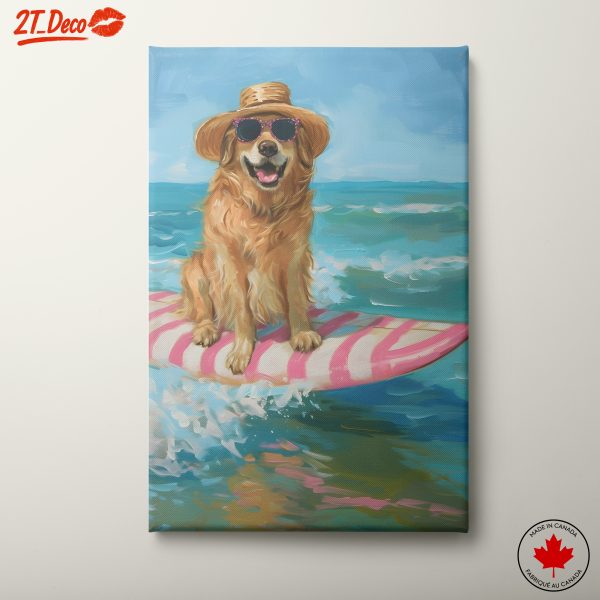 Playful Golden Retriever Surfing