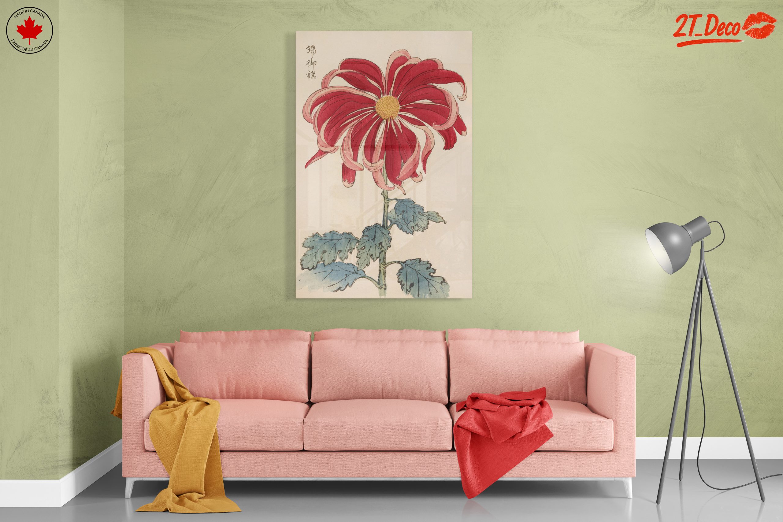 Vibrant Red Chrysanthemum Botanical Art - Image 7