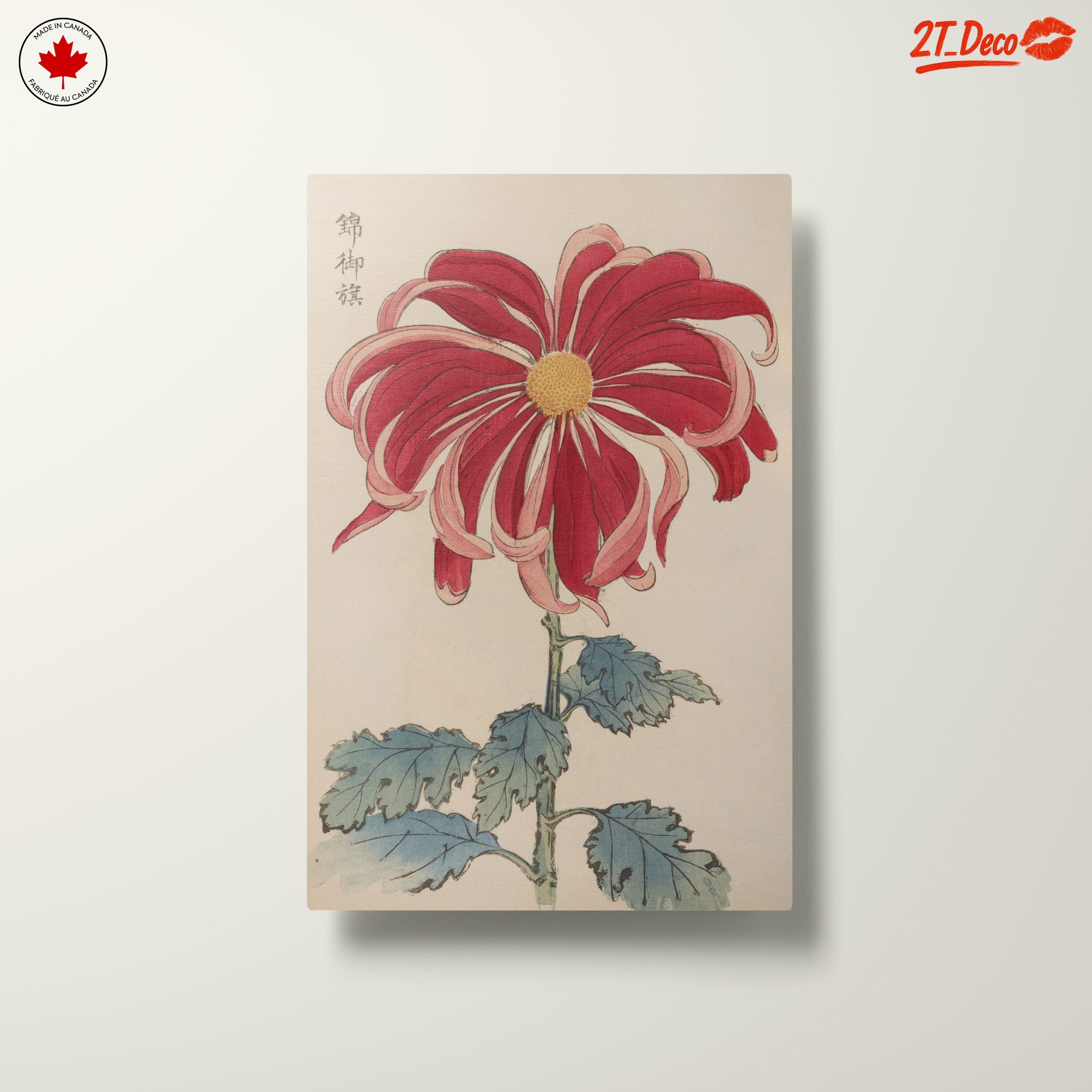 Vibrant Red Chrysanthemum Botanical Art - Image 10