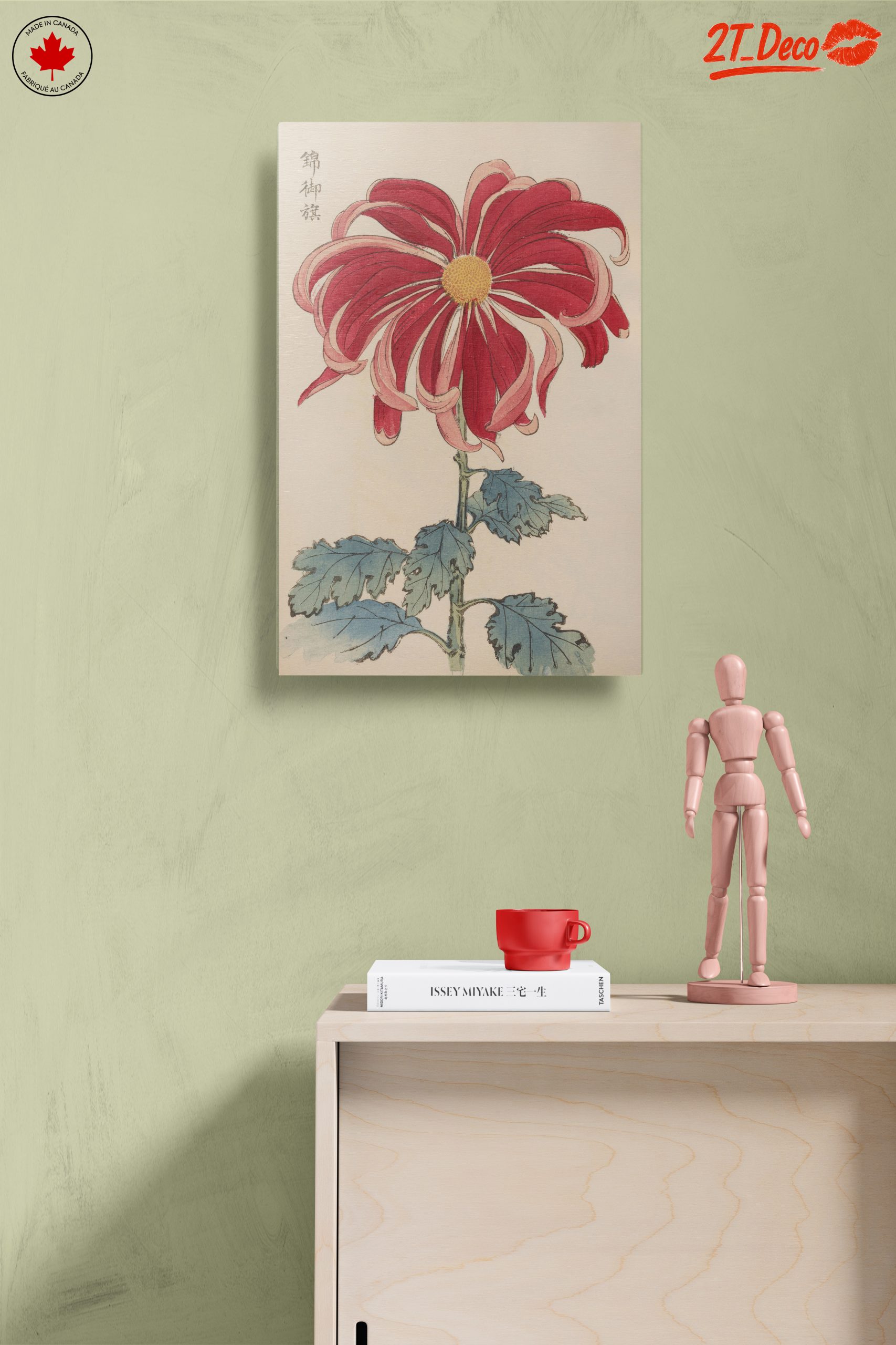 Vibrant Red Chrysanthemum Botanical Art - Image 14