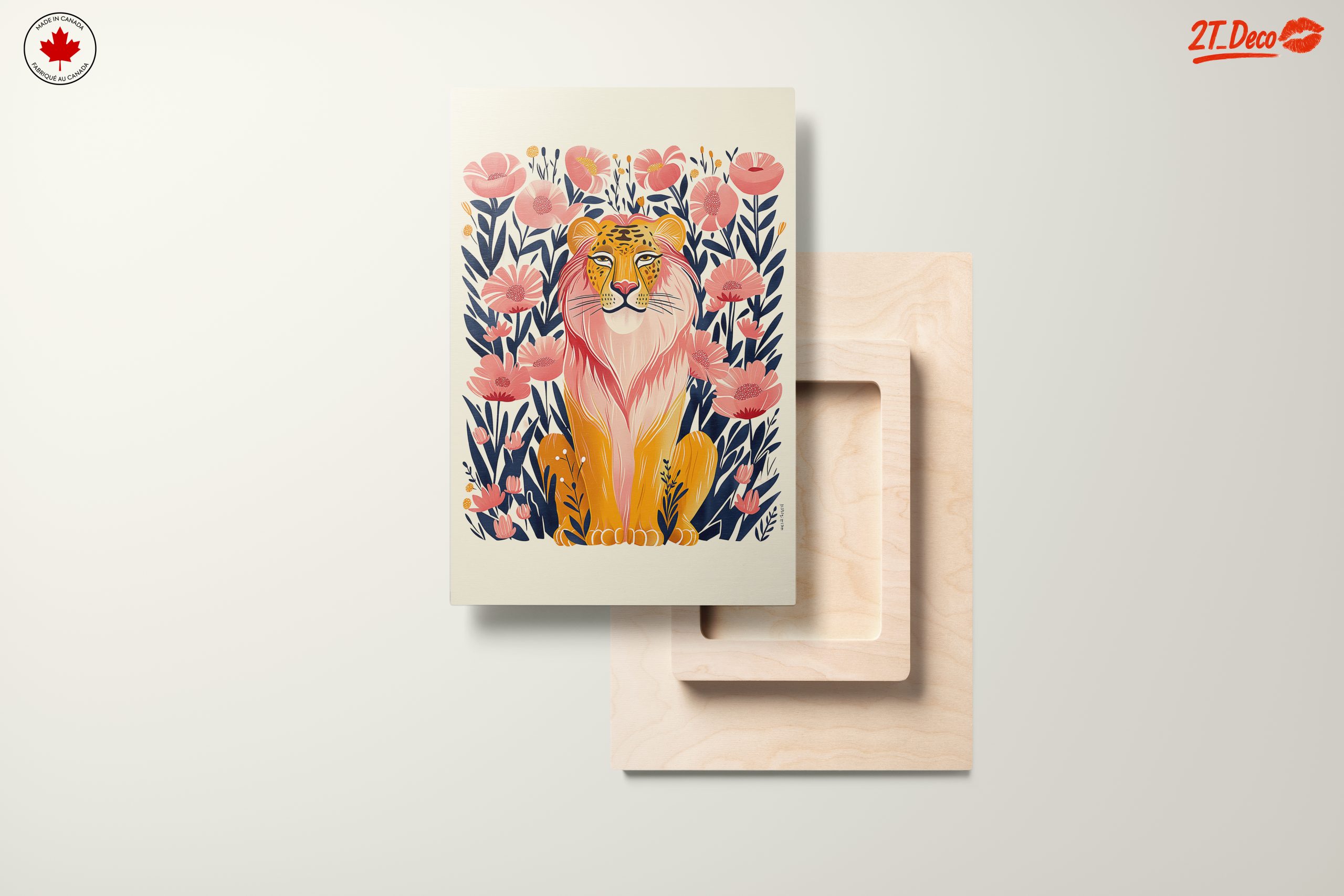 Stylized Lion Among Pink Flowers - Image 11