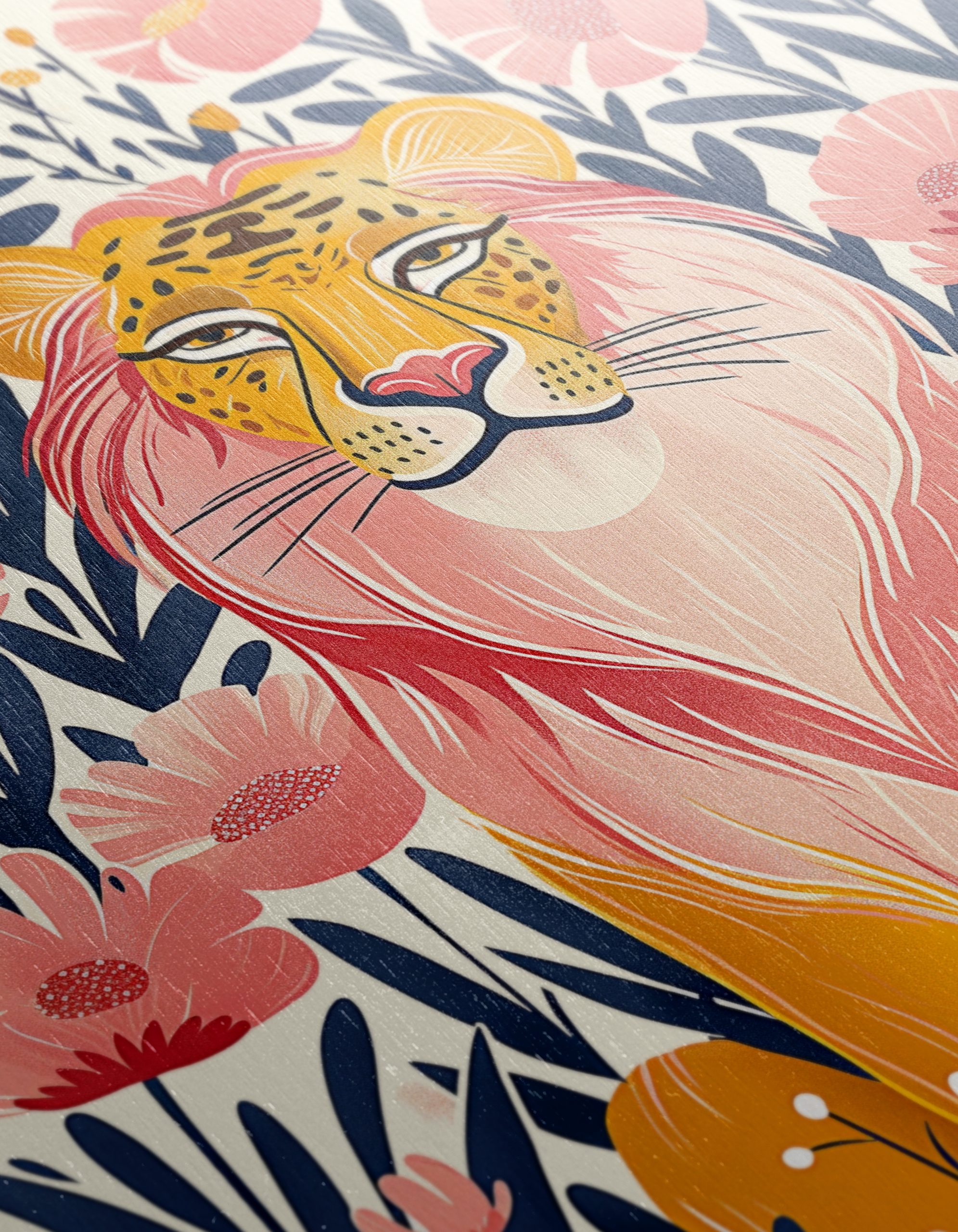 Stylized Lion Among Pink Flowers - Image 12