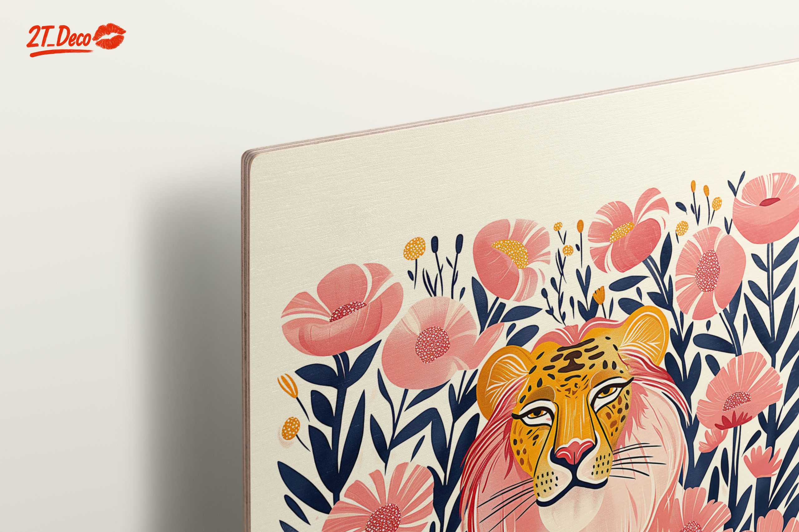 Stylized Lion Among Pink Flowers - Image 15