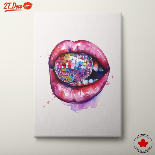 Vibrant Lip and Disco Ball Art