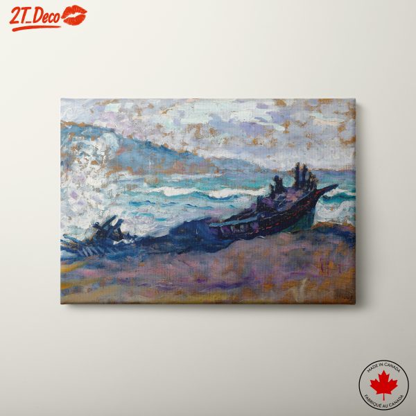 Dynamic Seascape with Wrecked Boat