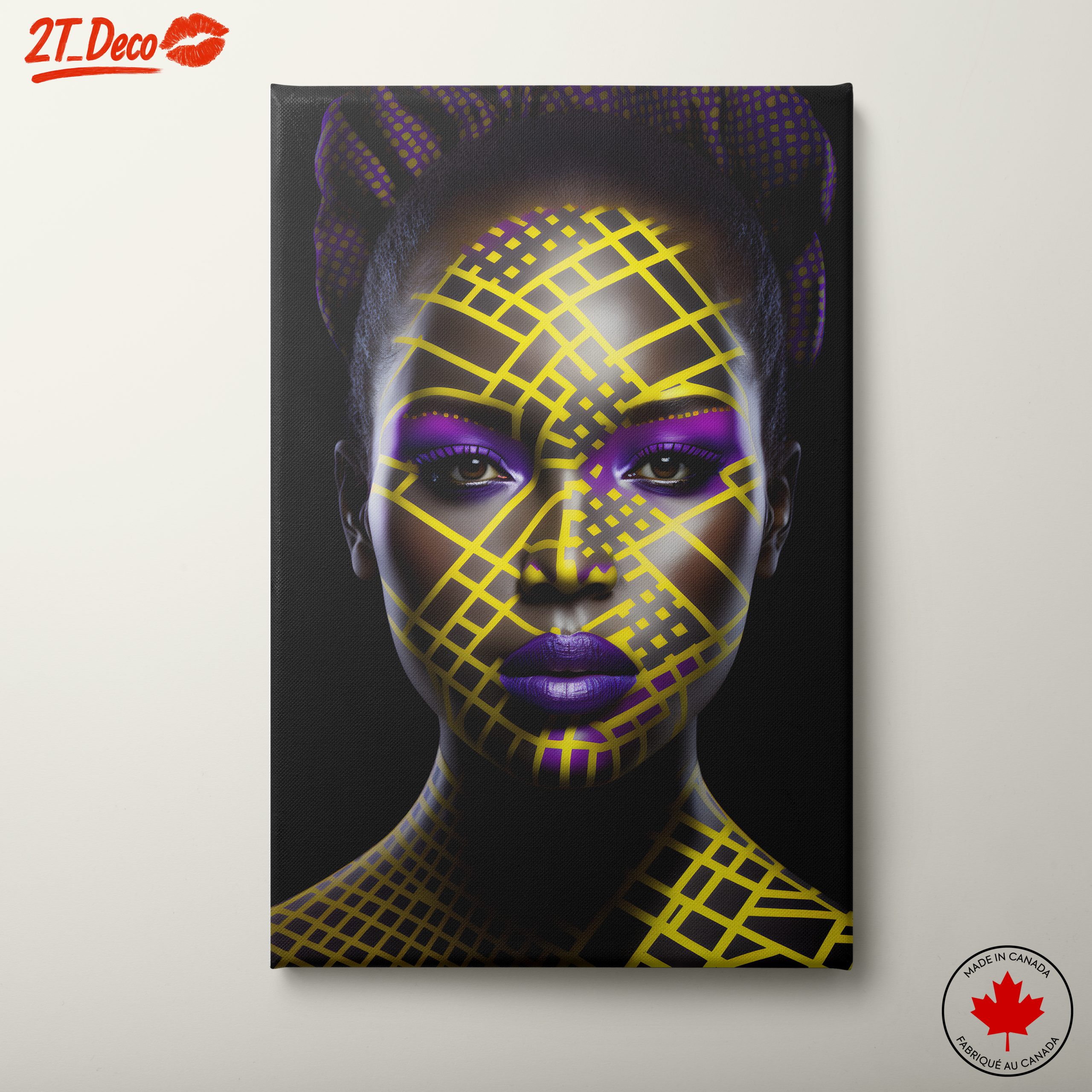Vibrant Contemporary Portrait with Artistic Patterns