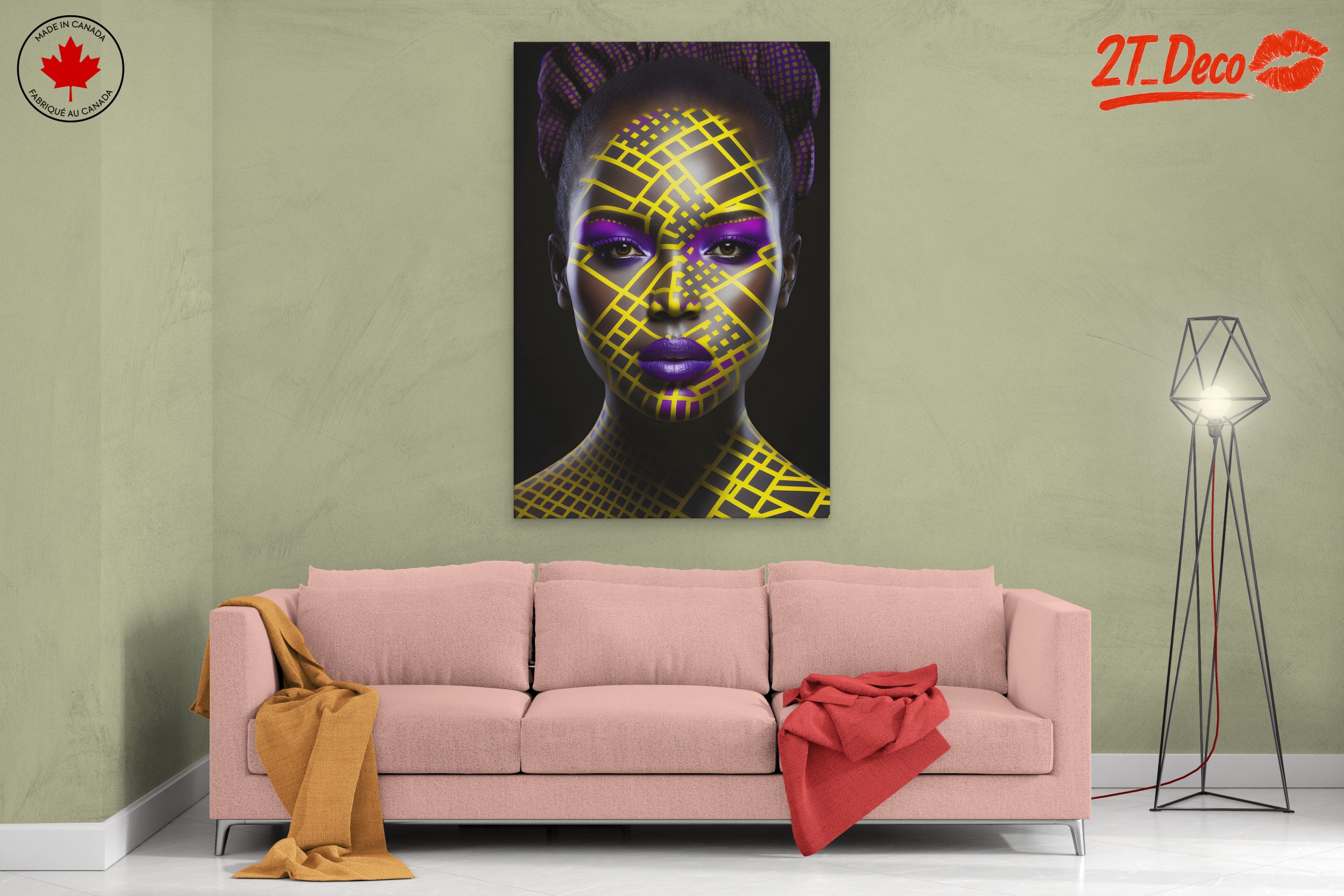 Vibrant Contemporary Portrait with Artistic Patterns - Image 2
