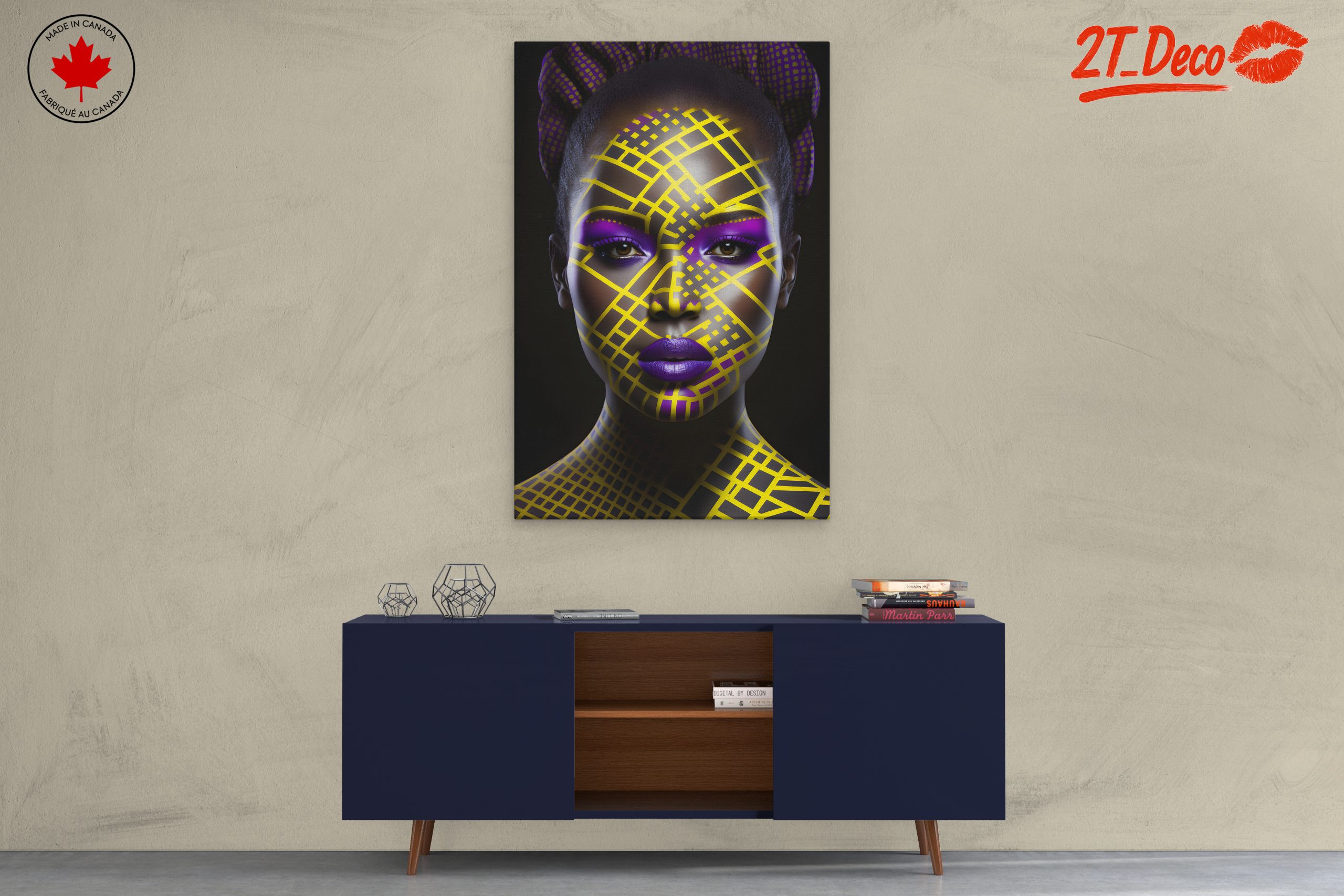 Vibrant Contemporary Portrait with Artistic Patterns - Image 3