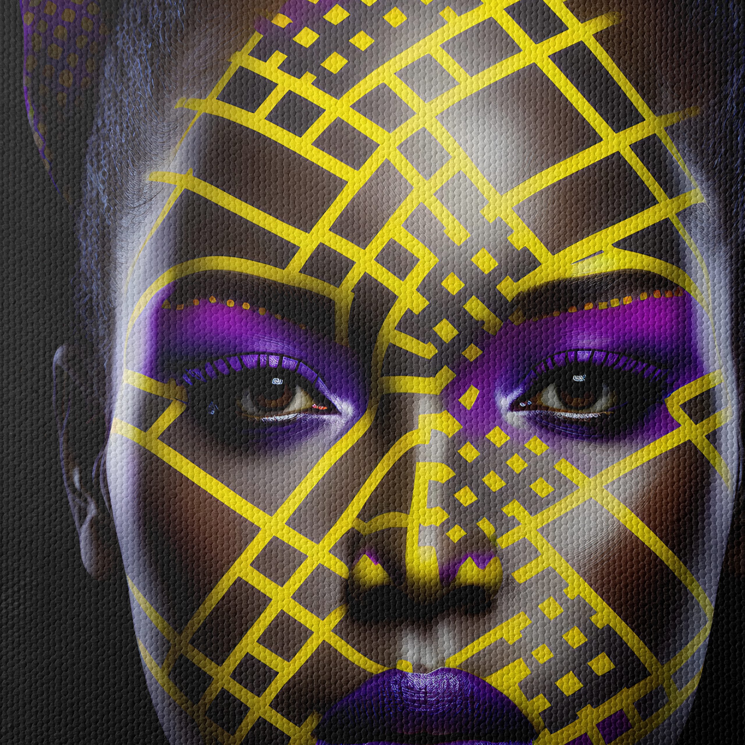 Vibrant Contemporary Portrait with Artistic Patterns - Image 4