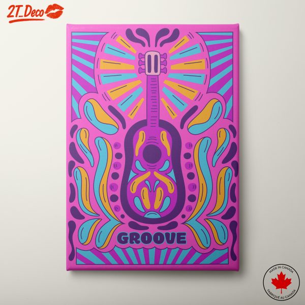 Groovy Guitar Artwork with Colorful Designs
