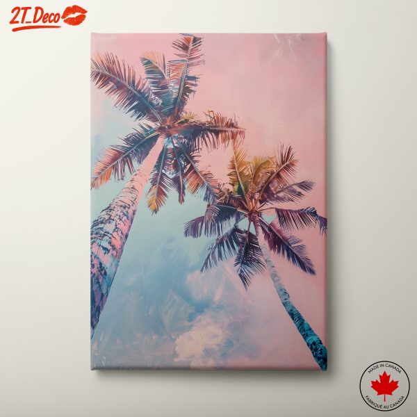 Colorful Tropical Landscape with Palm Trees