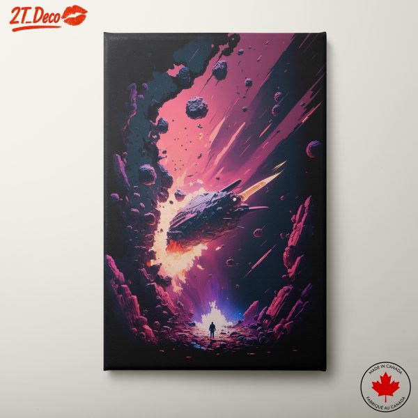 Futuristic Space Scene with Spaceship