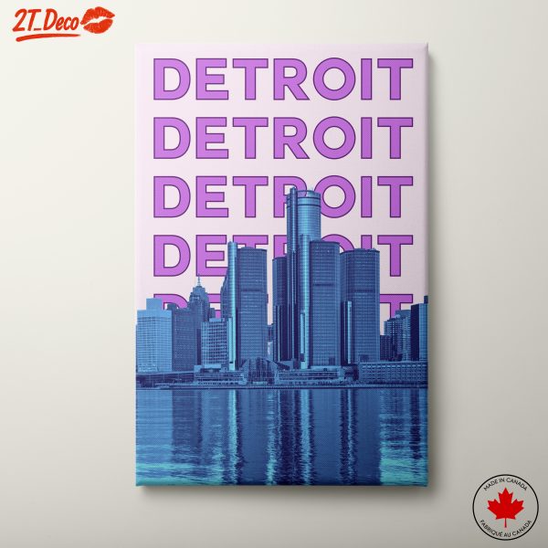 Contemporary Urban Artwork Featuring Detroit Skyline