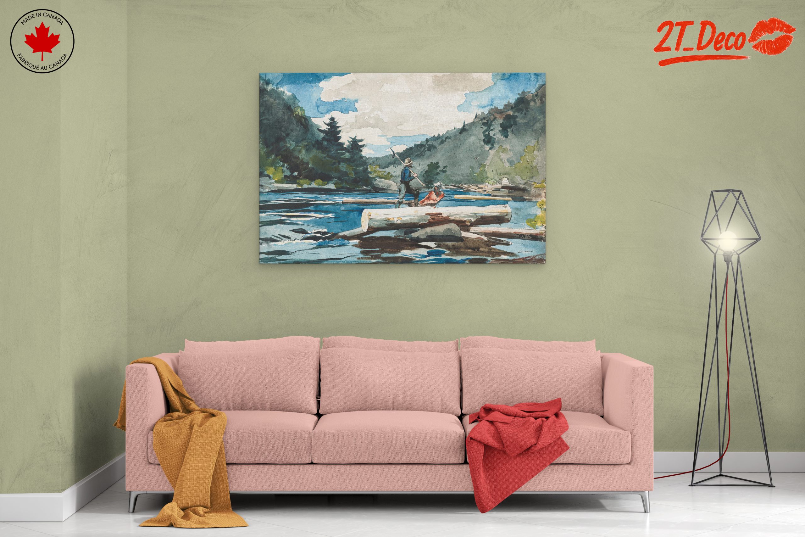 Watercolor Adventure Landscape with Fisherman - Image 2