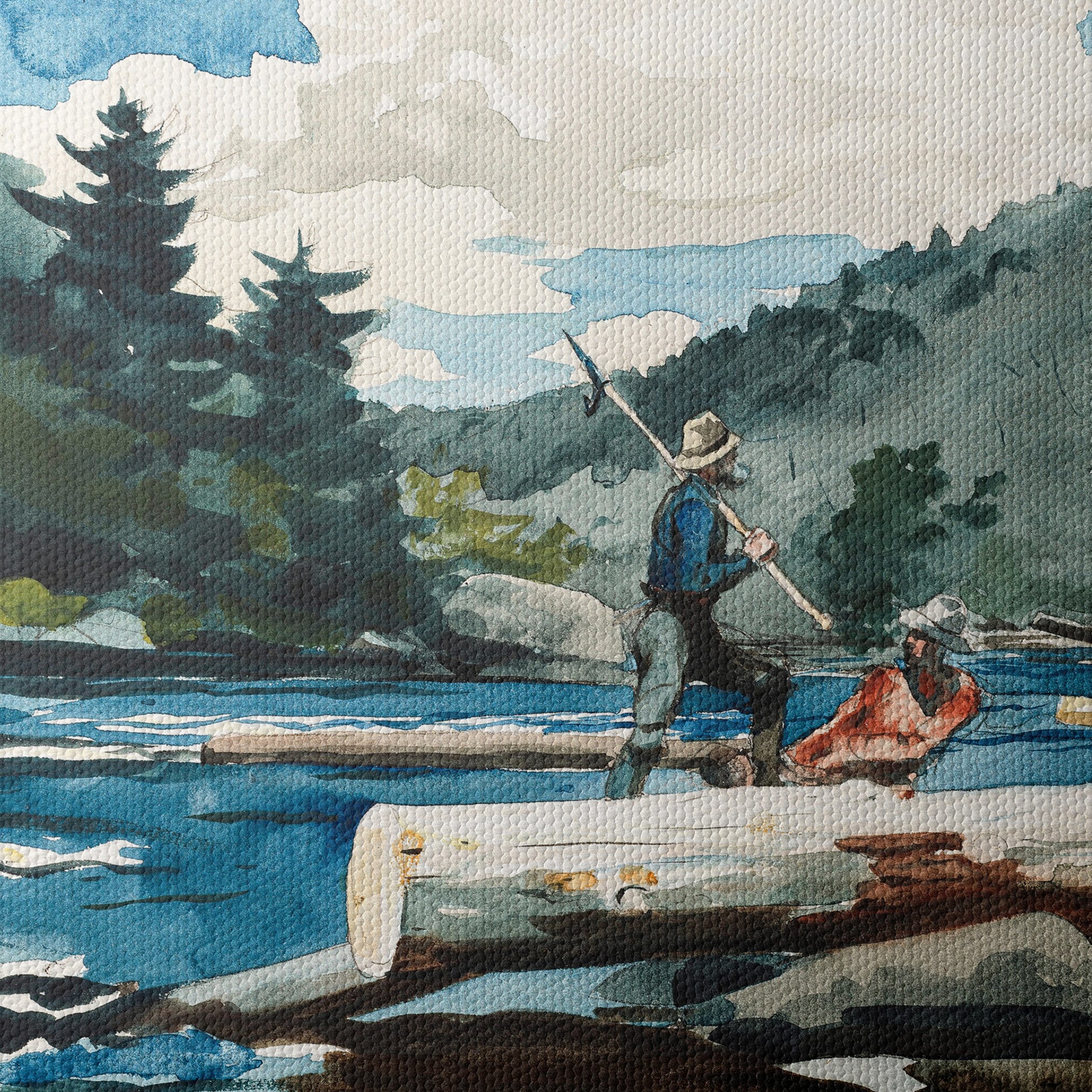 Watercolor Adventure Landscape with Fisherman - Image 4