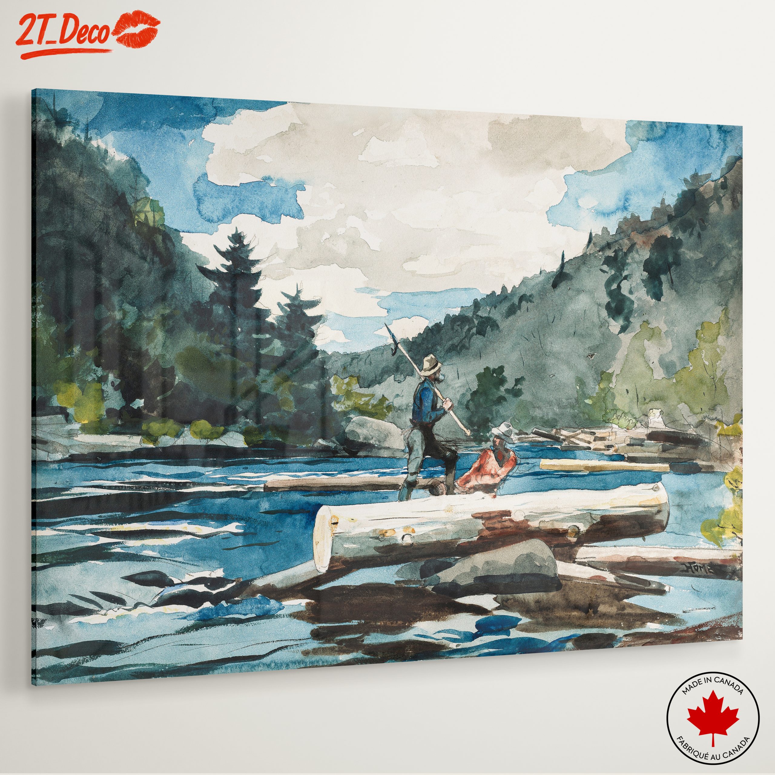 Watercolor Adventure Landscape with Fisherman - Image 6