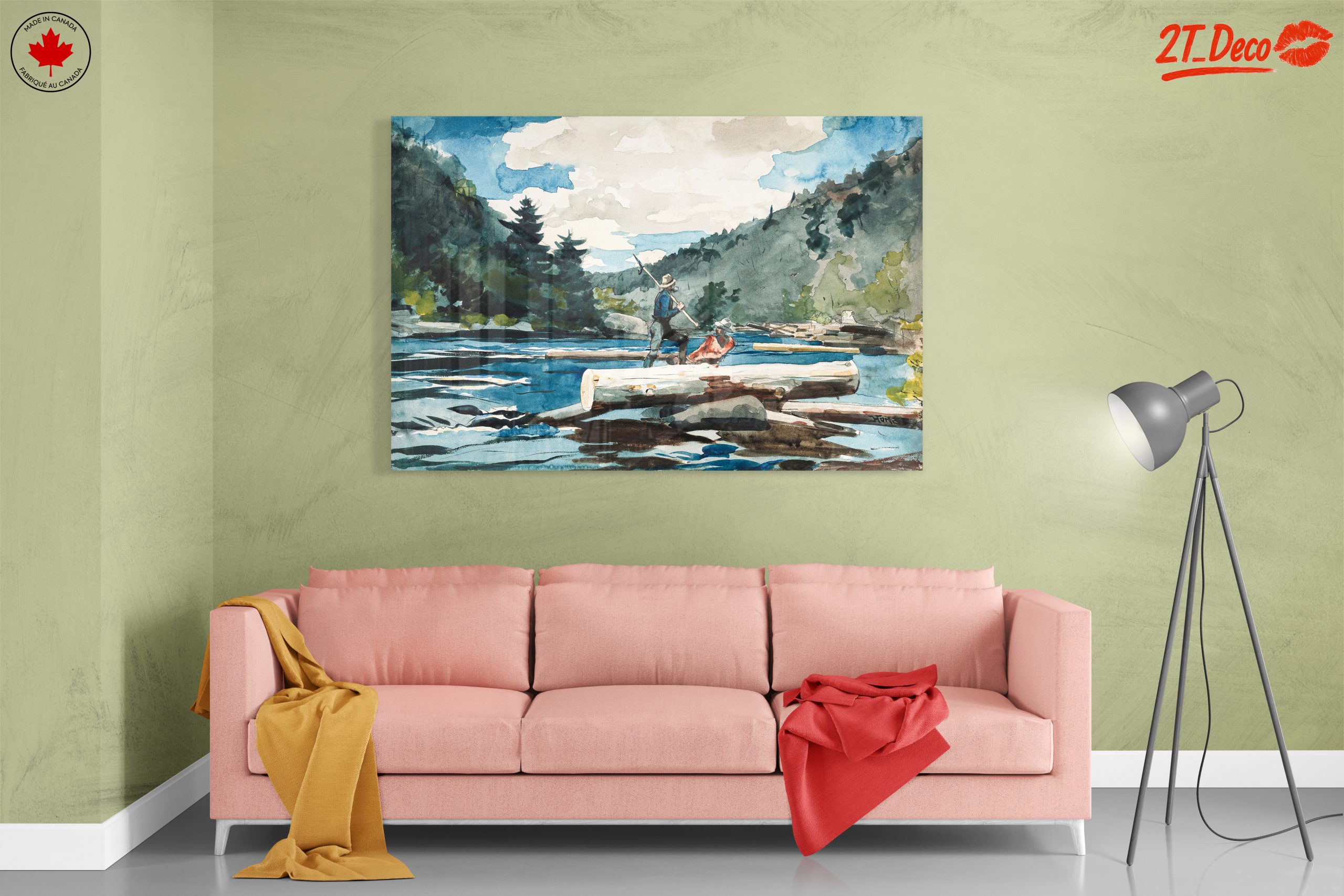 Watercolor Adventure Landscape with Fisherman - Image 7