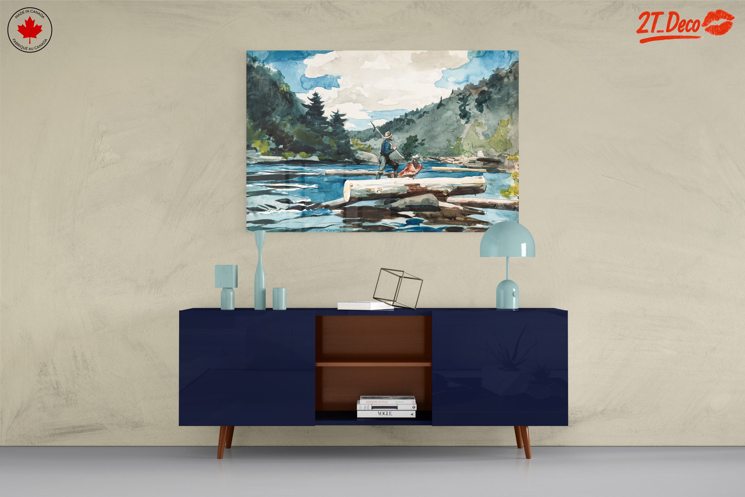 Watercolor Adventure Landscape with Fisherman - Image 8