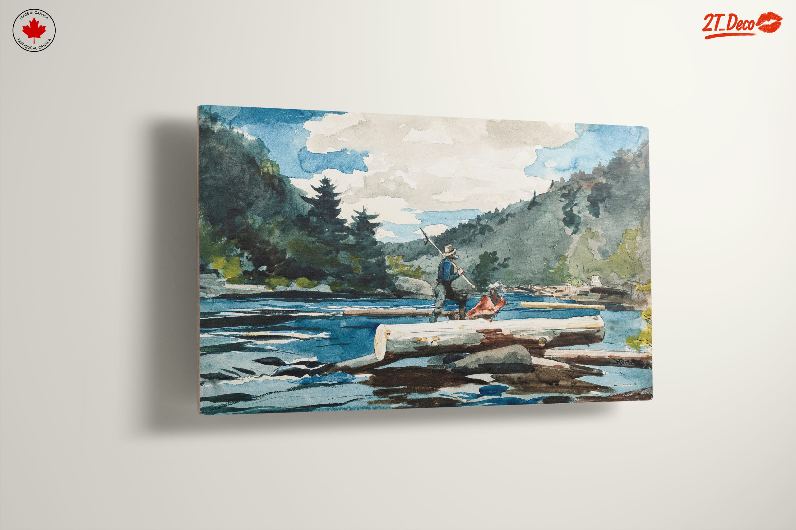 Watercolor Adventure Landscape with Fisherman - Image 13