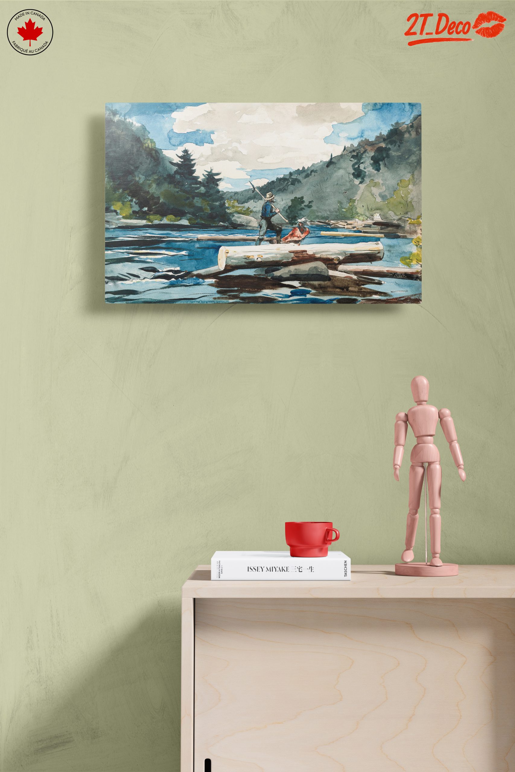Watercolor Adventure Landscape with Fisherman - Image 14