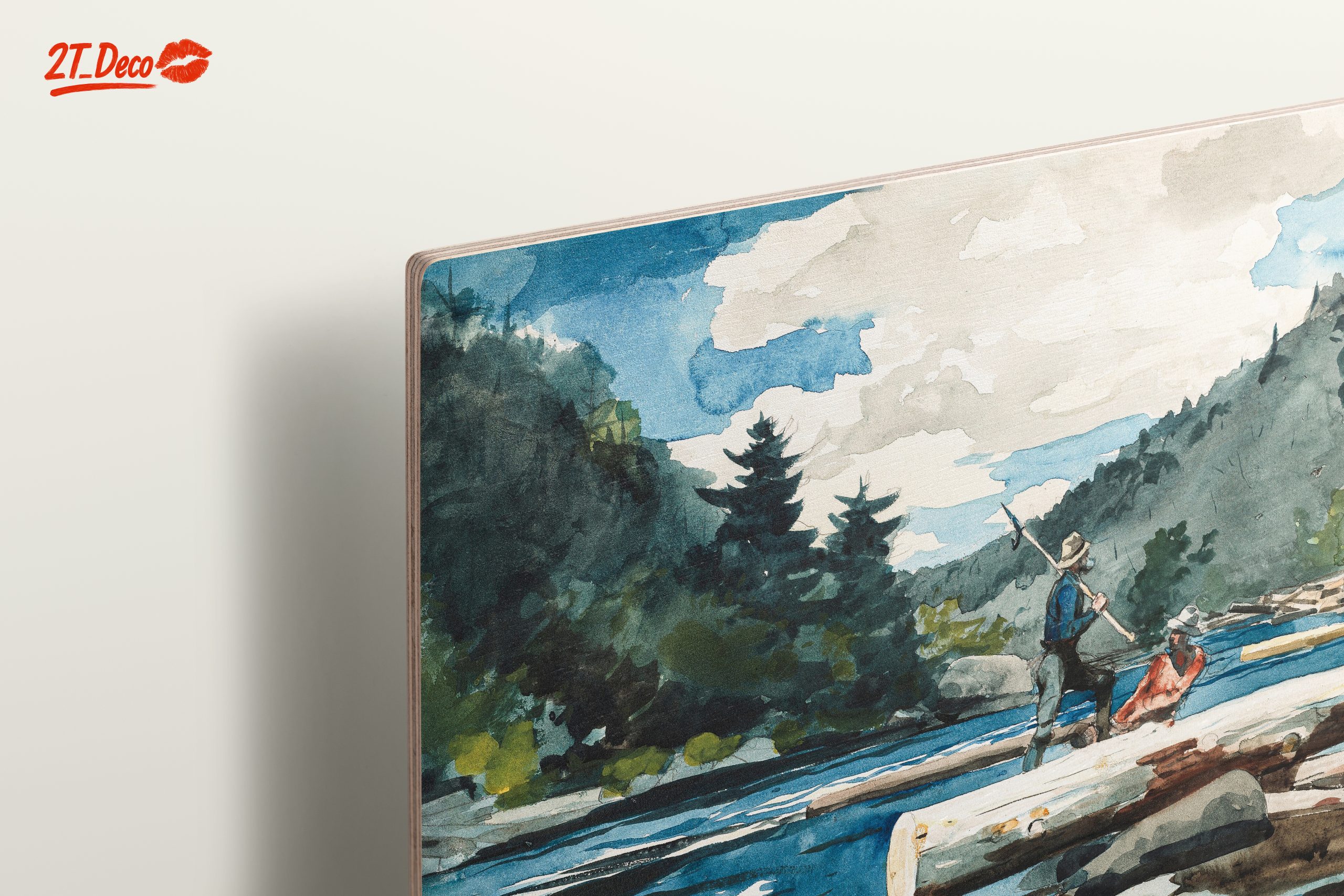 Watercolor Adventure Landscape with Fisherman - Image 15