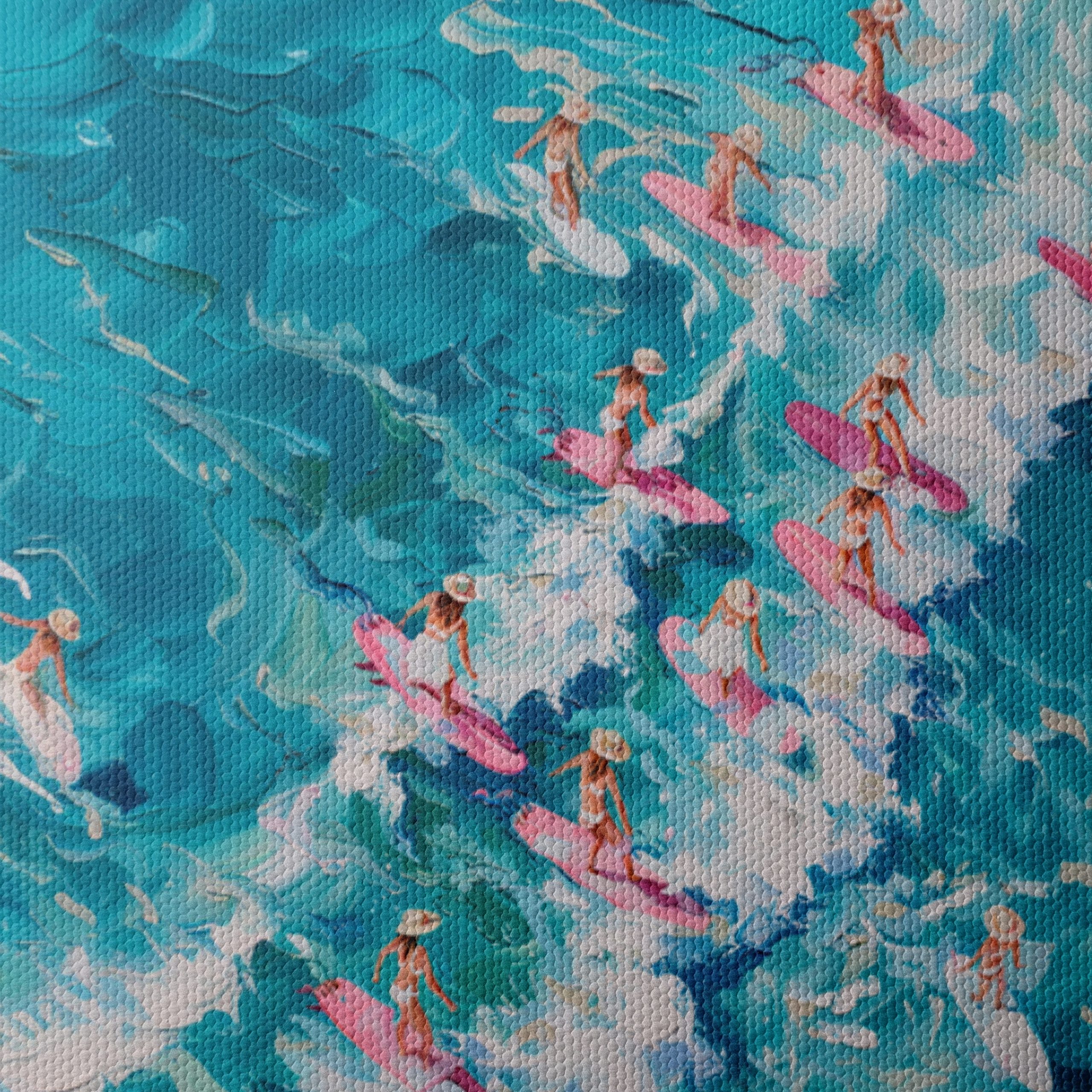 Surfers Riding Waves in Vibrant Colors - Image 4