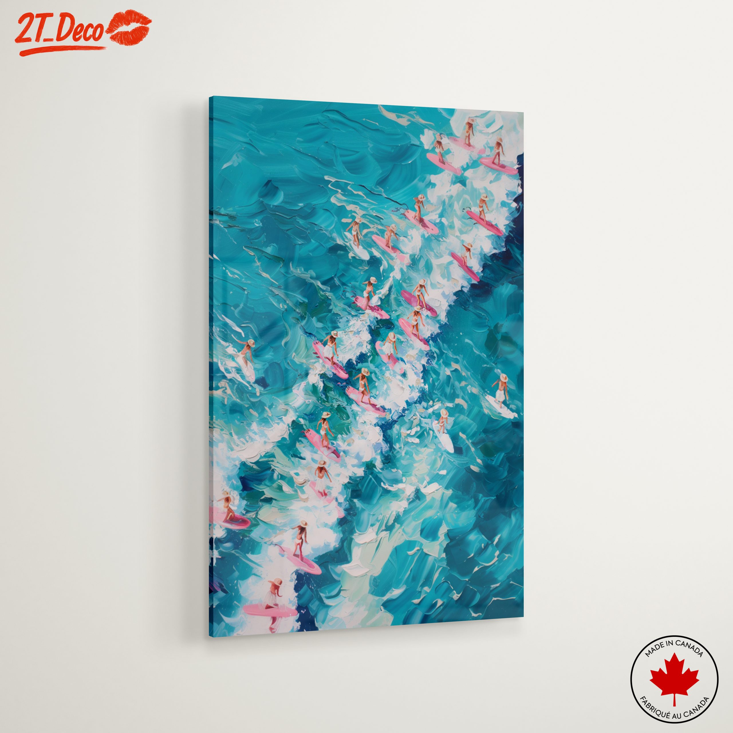 Surfers Riding Waves in Vibrant Colors - Image 6