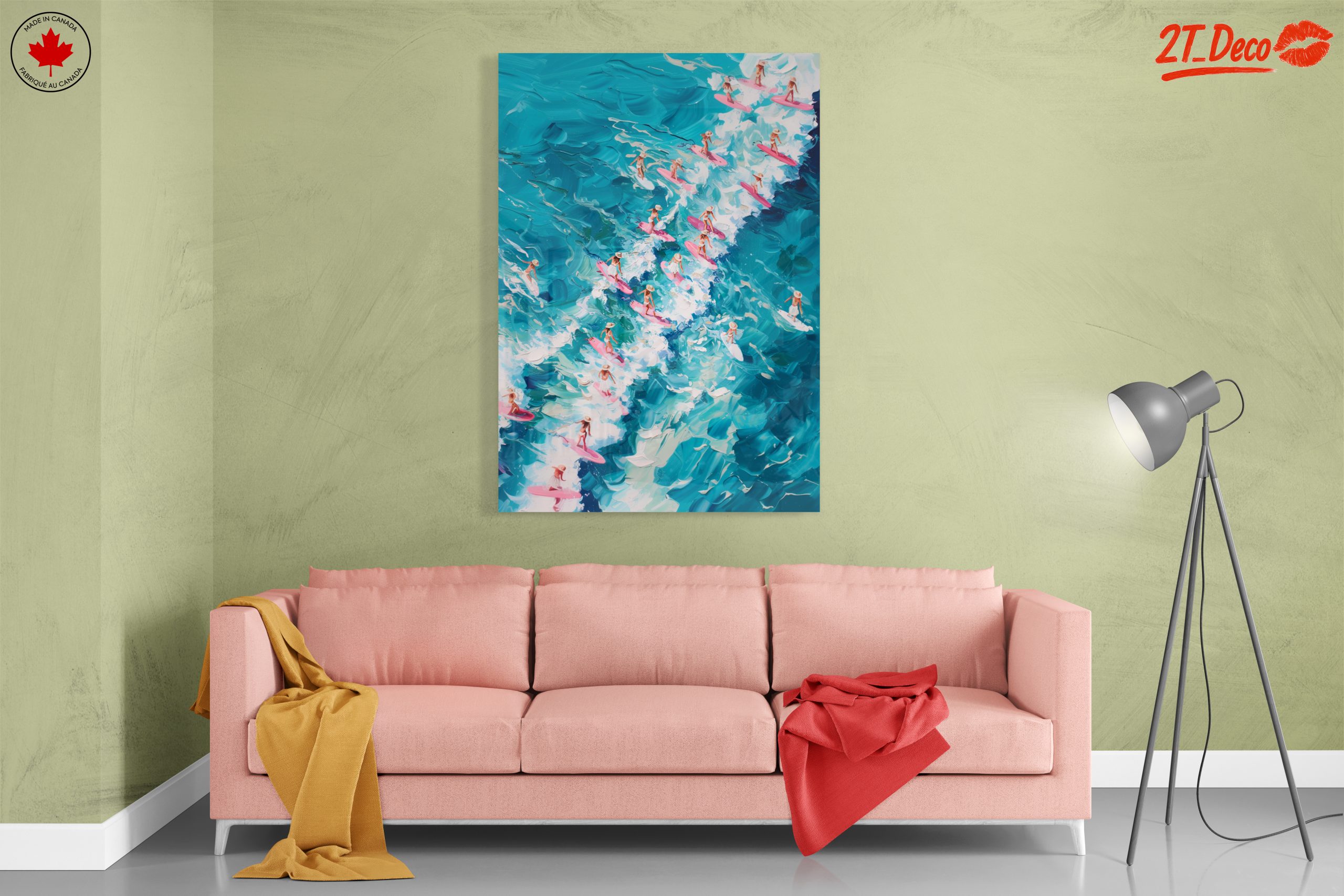 Surfers Riding Waves in Vibrant Colors - Image 7