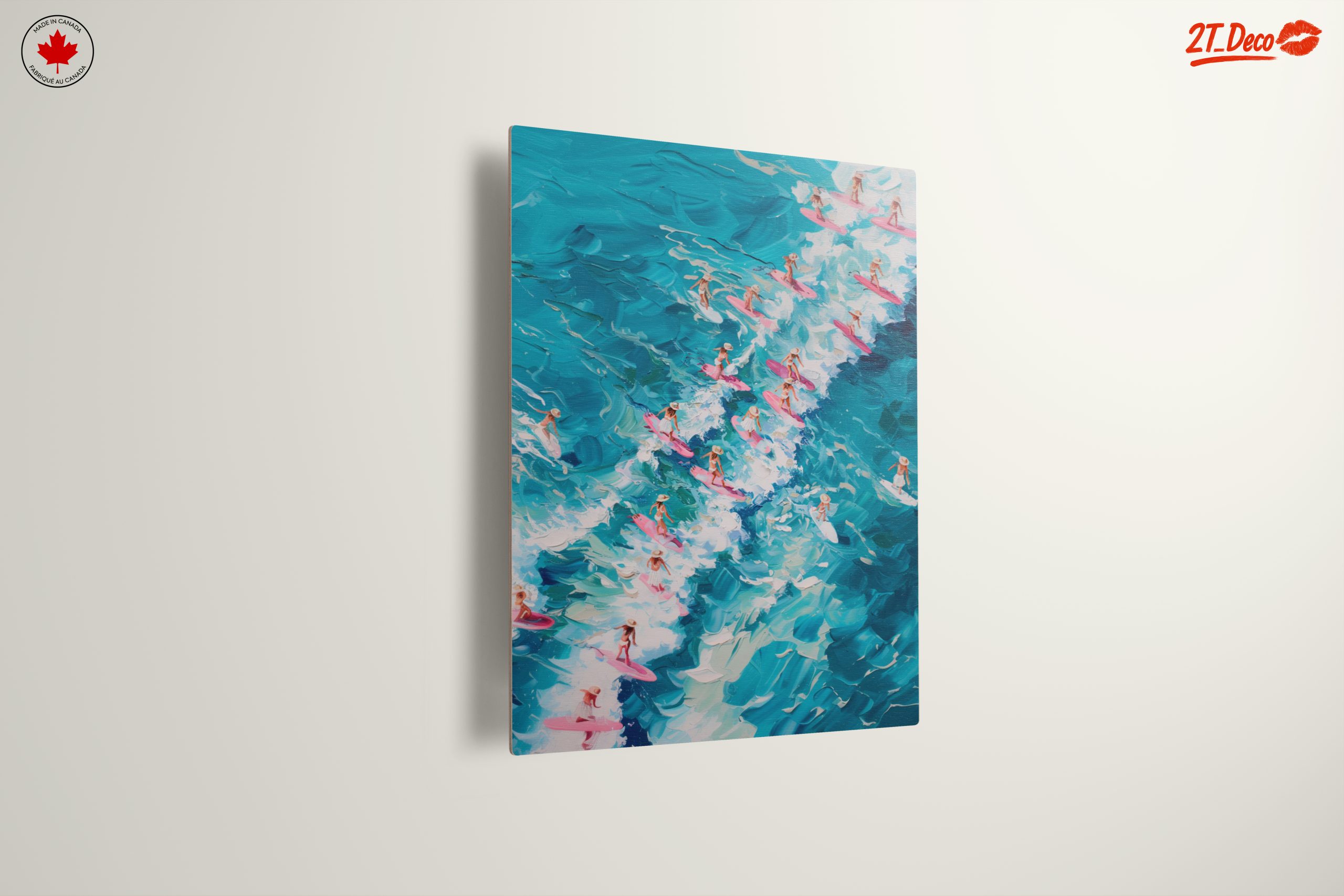 Surfers Riding Waves in Vibrant Colors - Image 13