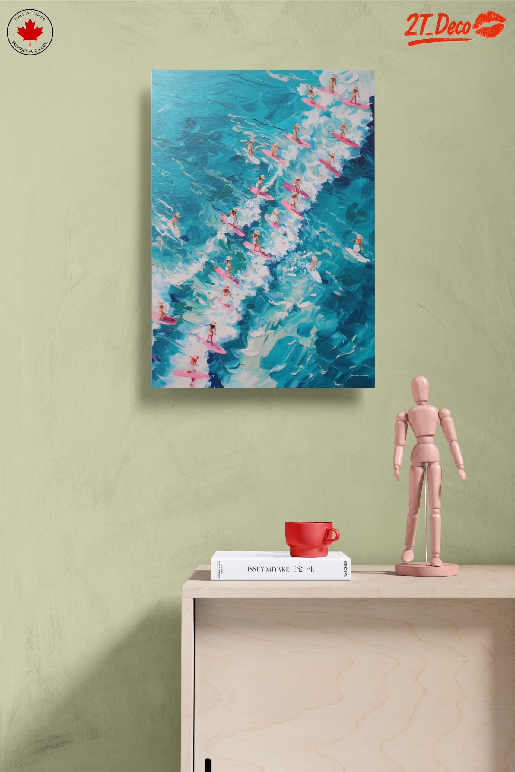 Surfers Riding Waves in Vibrant Colors - Image 14