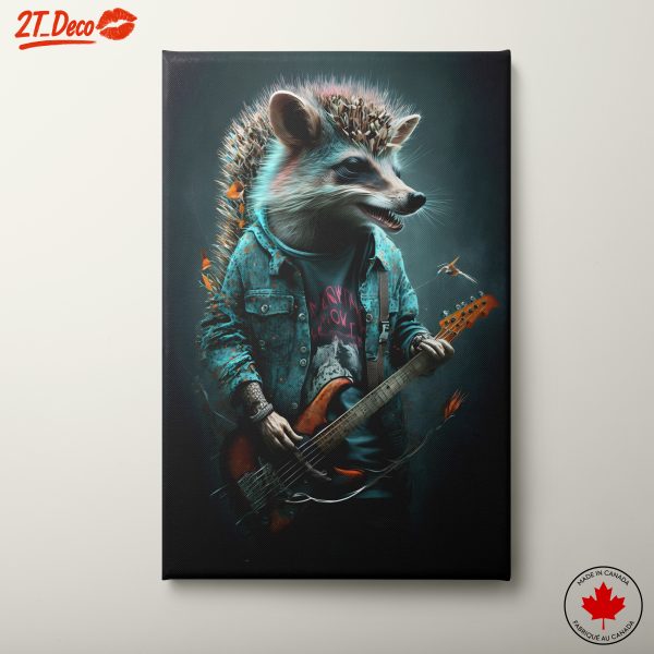 Whimsical Hedgehog Playing Bass Guitar