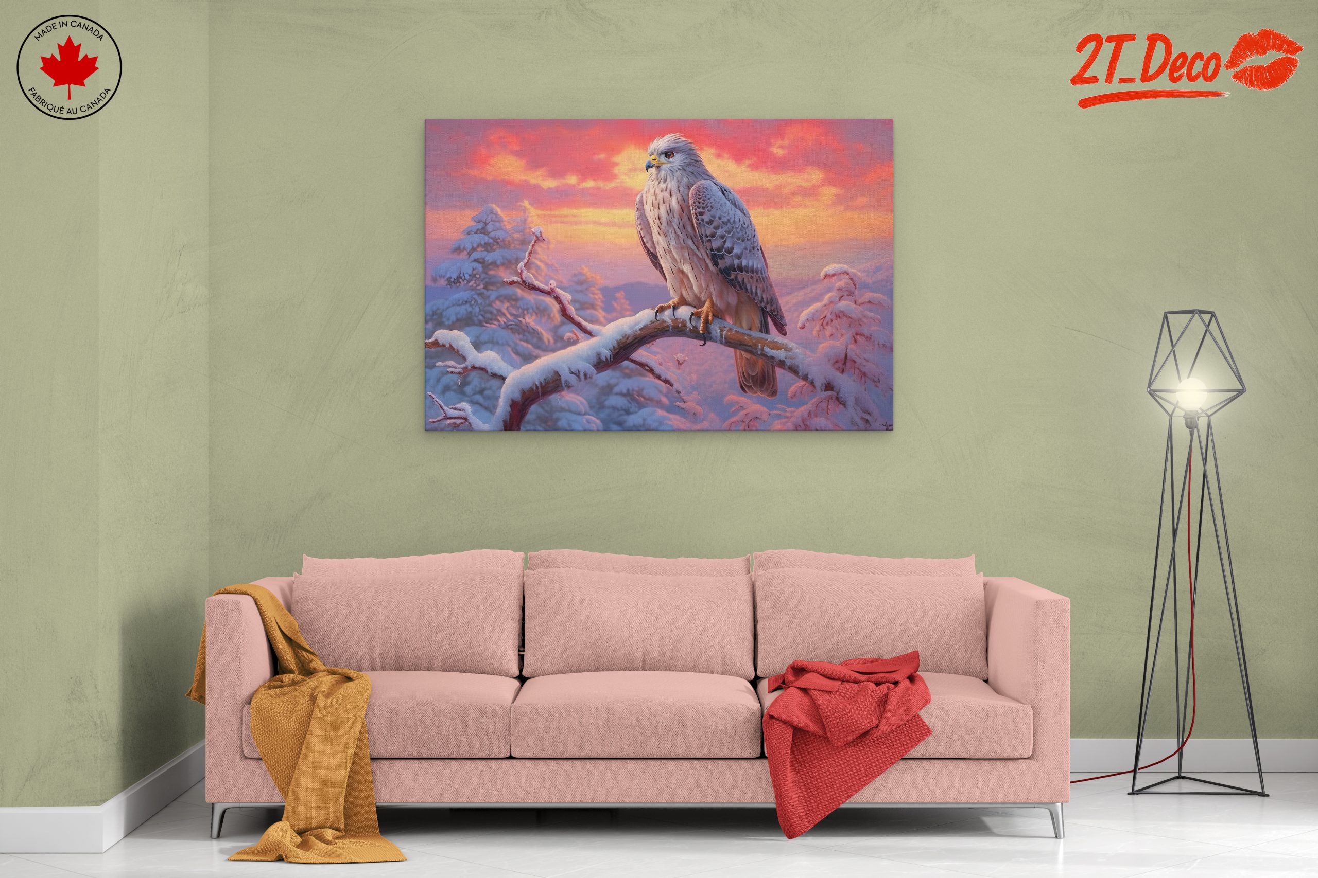 Majestic Hawk in Winter Landscape Art - Image 2