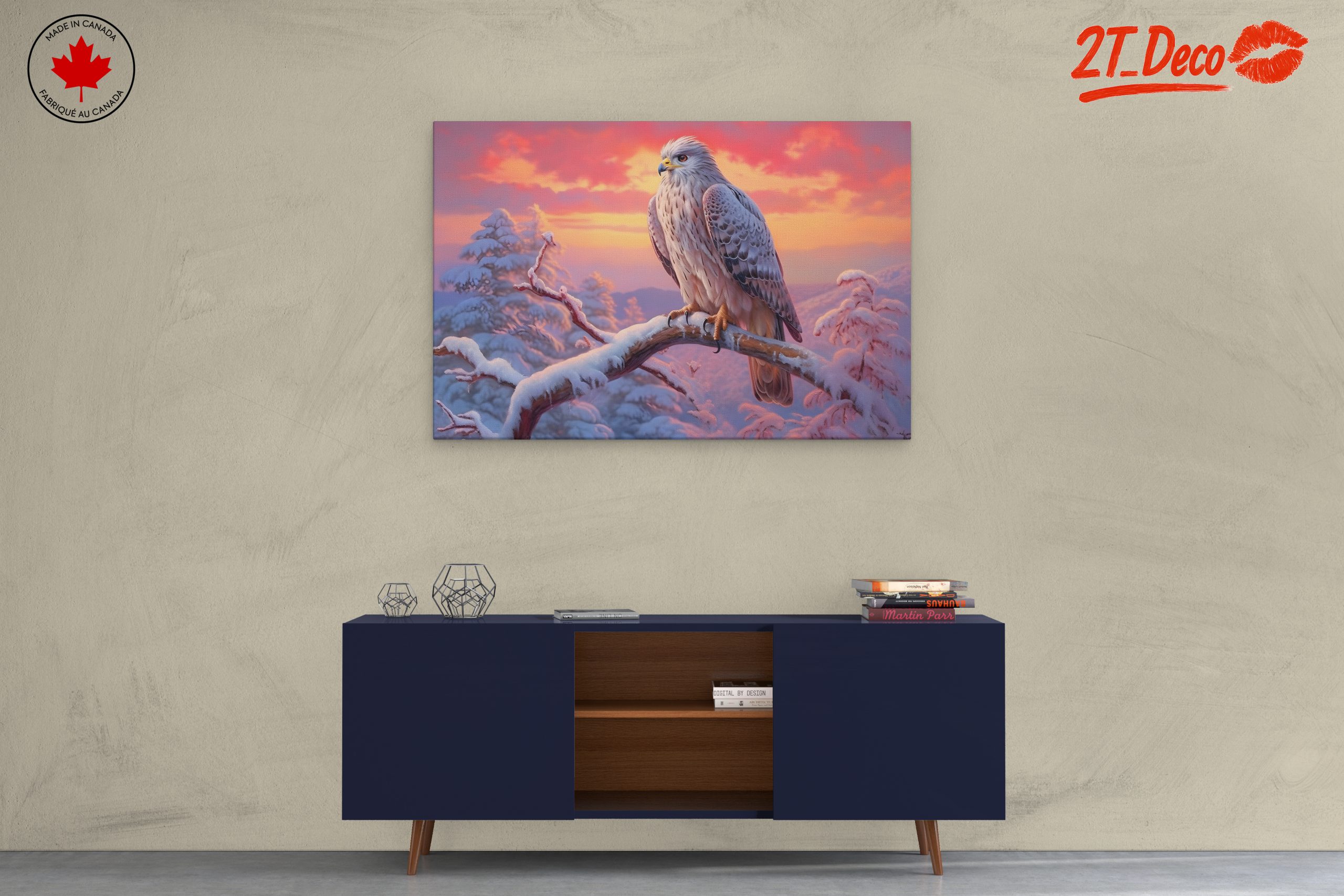 Majestic Hawk in Winter Landscape Art - Image 3