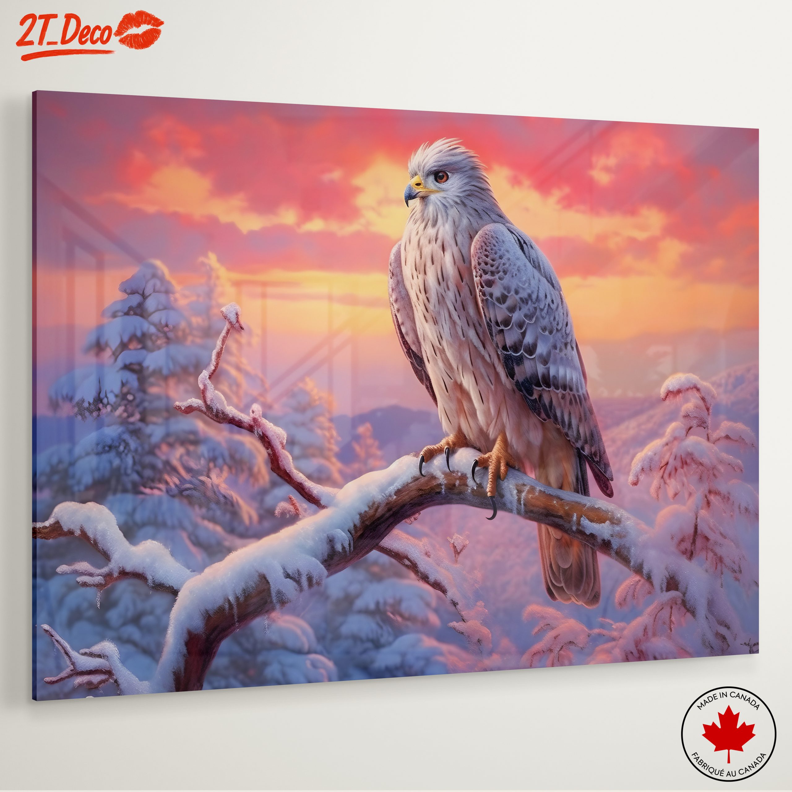 Majestic Hawk in Winter Landscape Art - Image 6