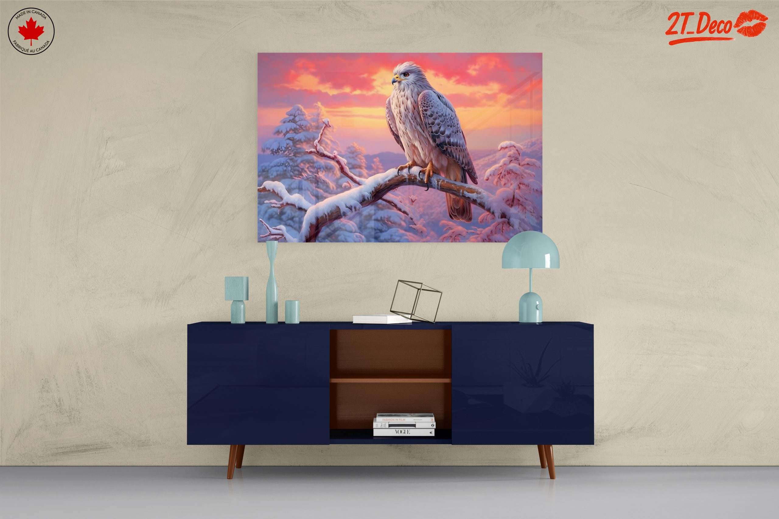 Majestic Hawk in Winter Landscape Art - Image 8