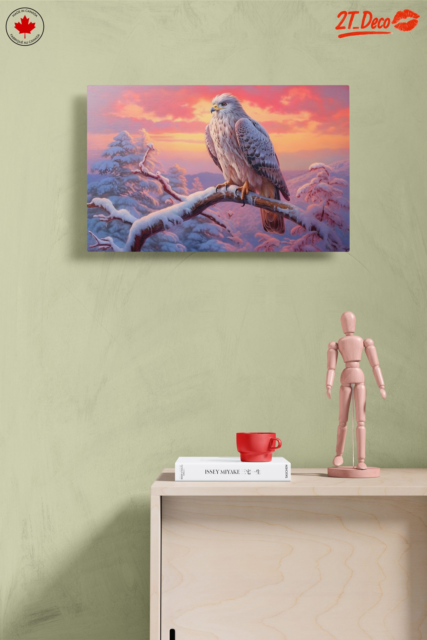 Majestic Hawk in Winter Landscape Art - Image 14