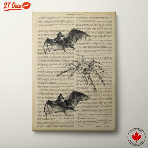 Surreal Nature Artwork with Bats and Spider