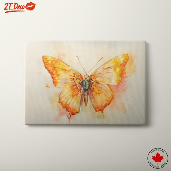 Vibrant Orange Butterfly Watercolor Art