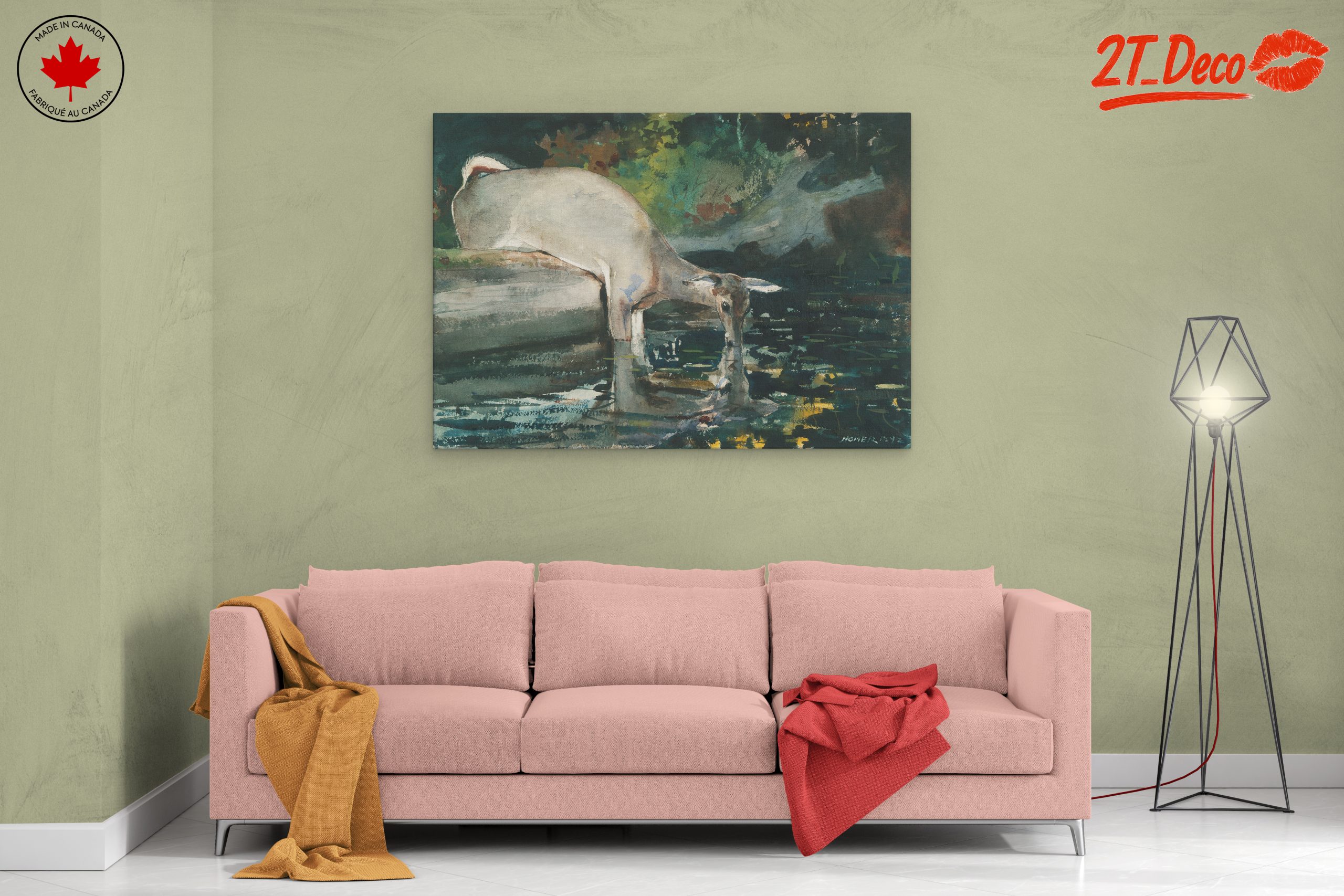 Deer at Water in Natural Landscape - Image 2