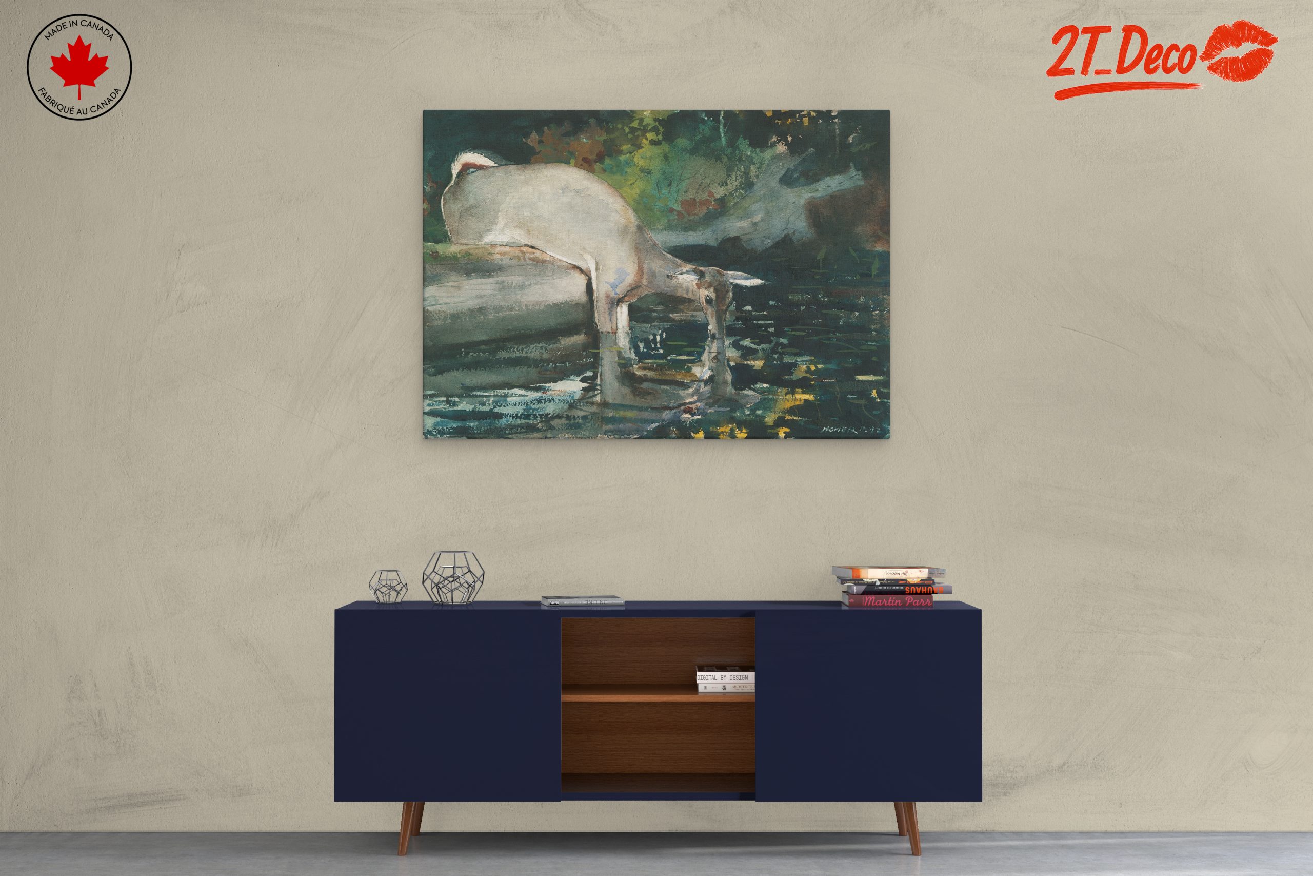Deer at Water in Natural Landscape - Image 3