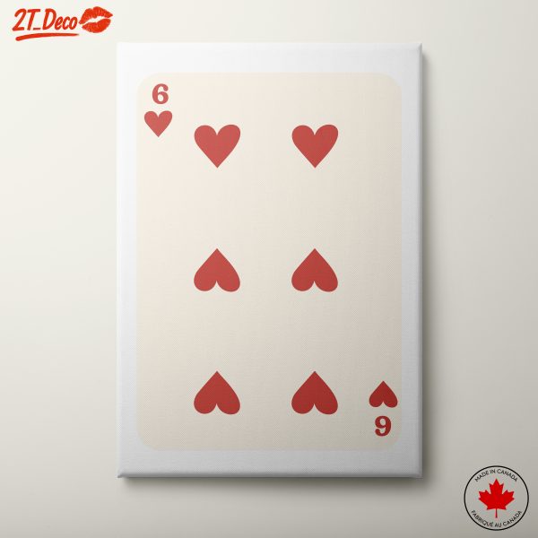 Stylish Six of Hearts Playing Card Art