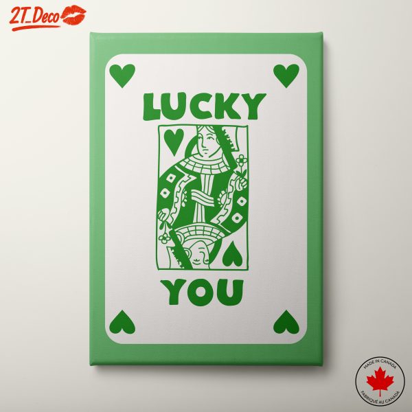 Lucky Card Art Featuring Green Hearts