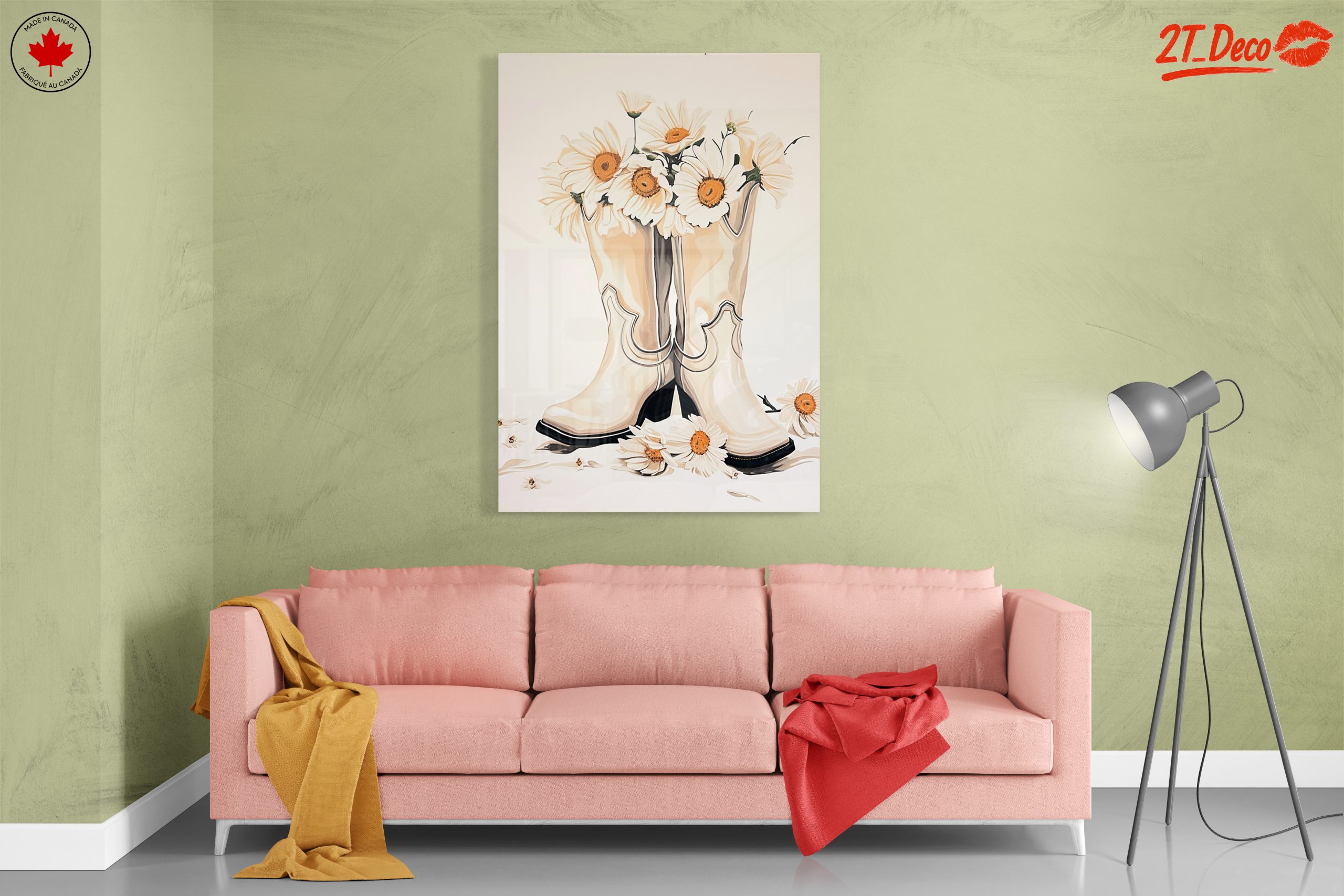 Cowboy Boots with Daisies Floral Artwork - Image 7