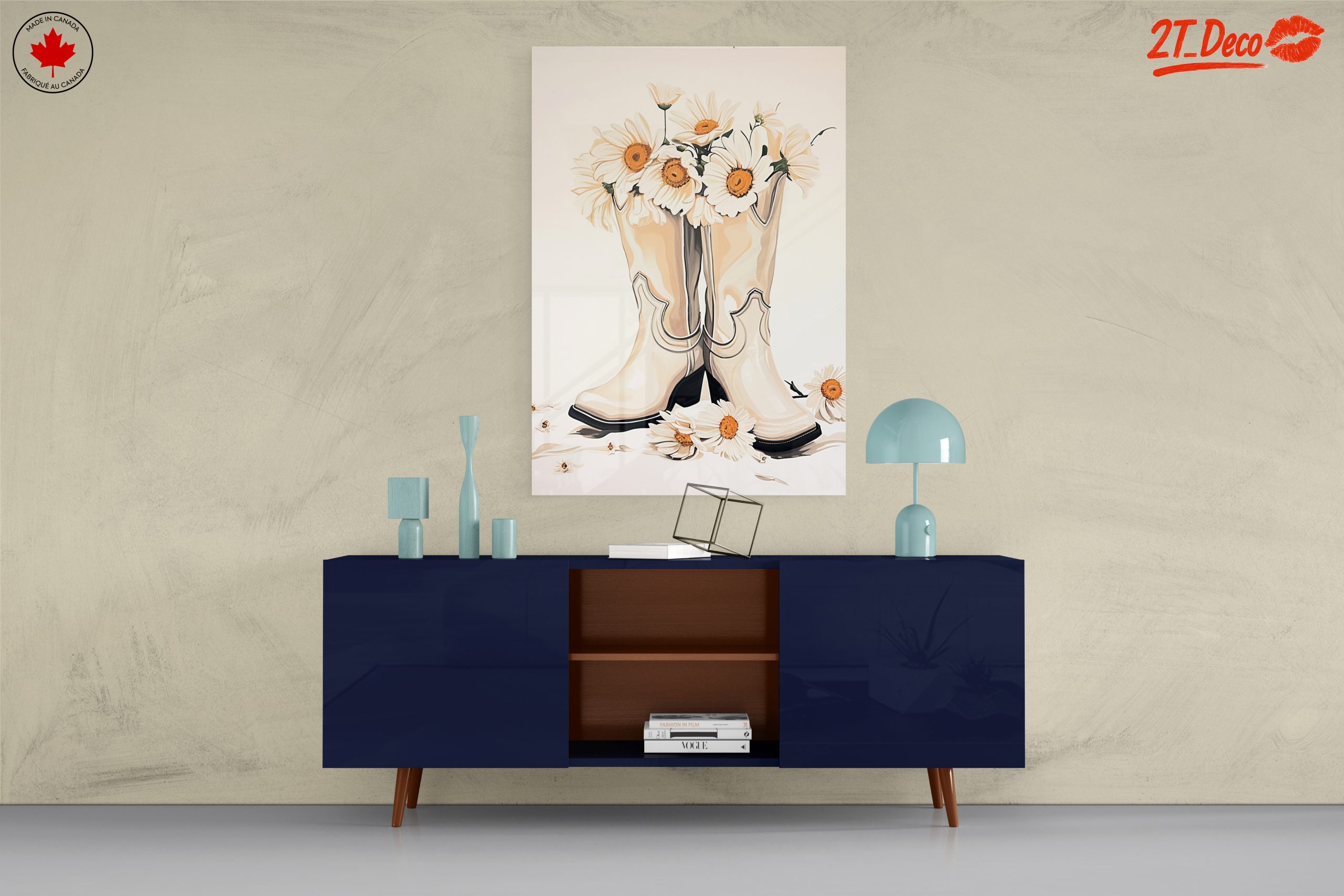 Cowboy Boots with Daisies Floral Artwork - Image 8