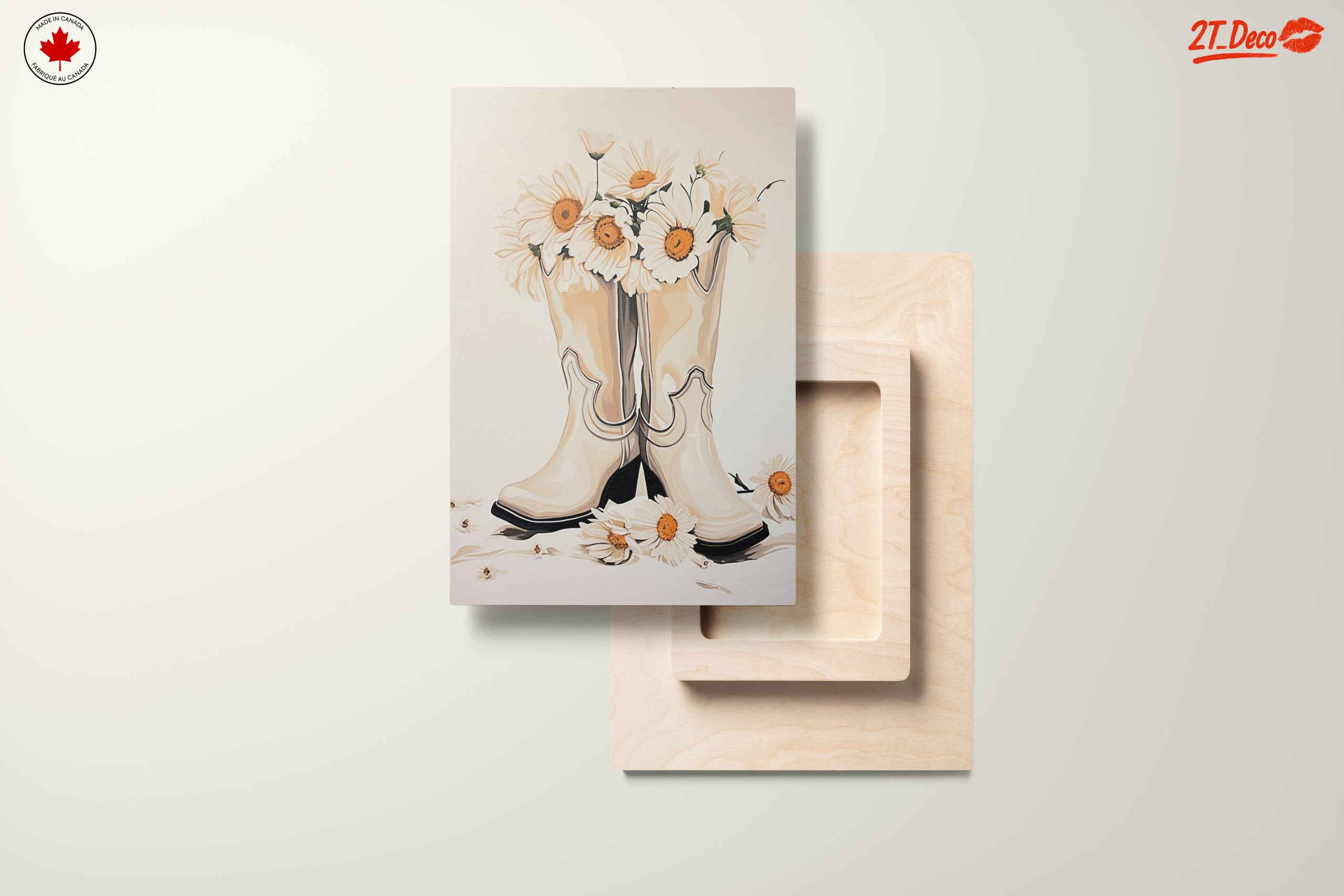 Cowboy Boots with Daisies Floral Artwork - Image 11