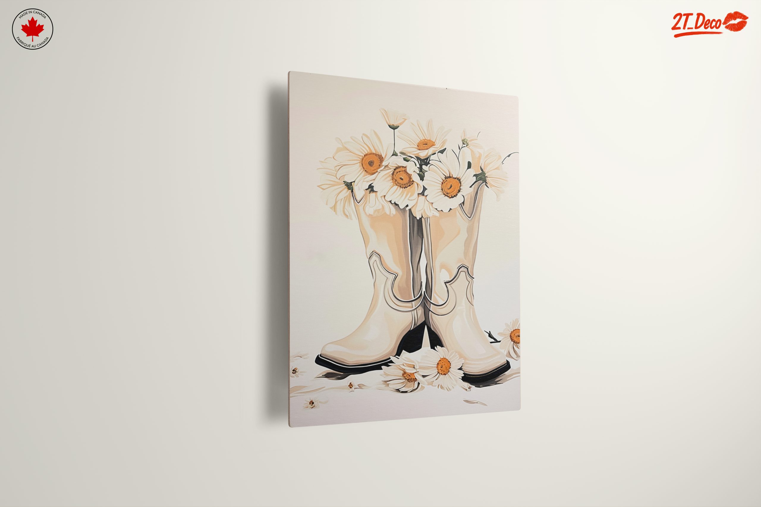 Cowboy Boots with Daisies Floral Artwork - Image 13