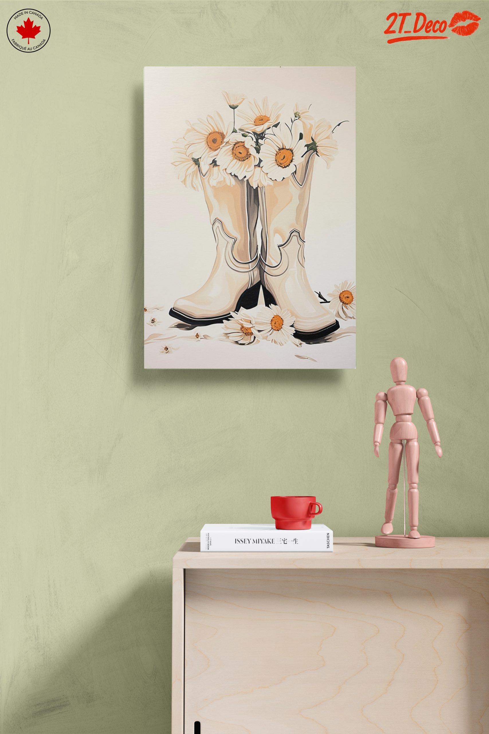 Cowboy Boots with Daisies Floral Artwork - Image 14