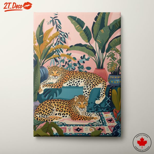 Leopards Relaxing in a Tropical Oasis