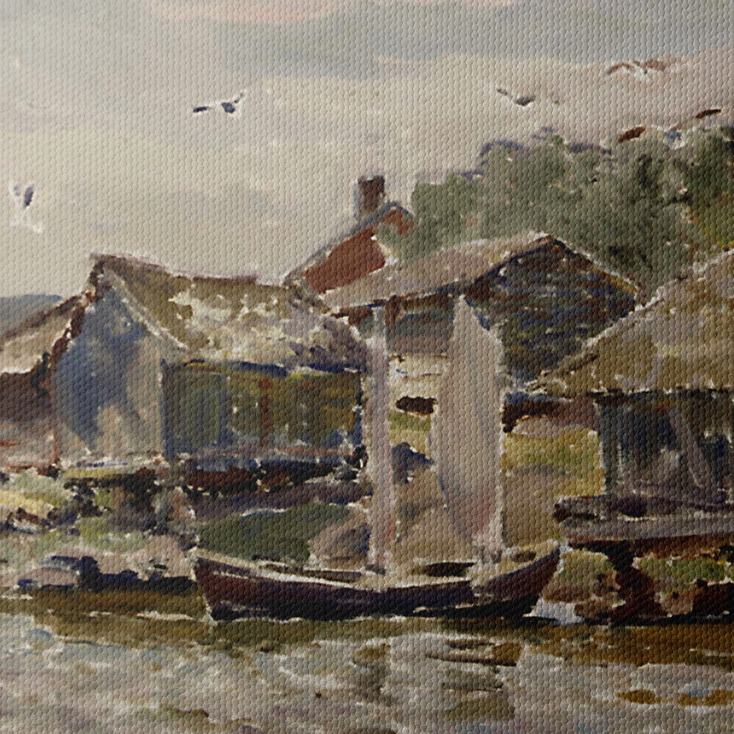 Charming Abstract Landscape with Water and Houses - Image 4